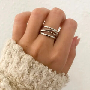 925 Sterling Silver Minimalist Ring Layer Ring Twist Ring Dainty Ring Band